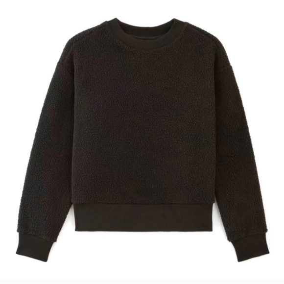 Everlane the renew fleece oversized crew sweatshirt black XS NWT - Picture 6 of 10